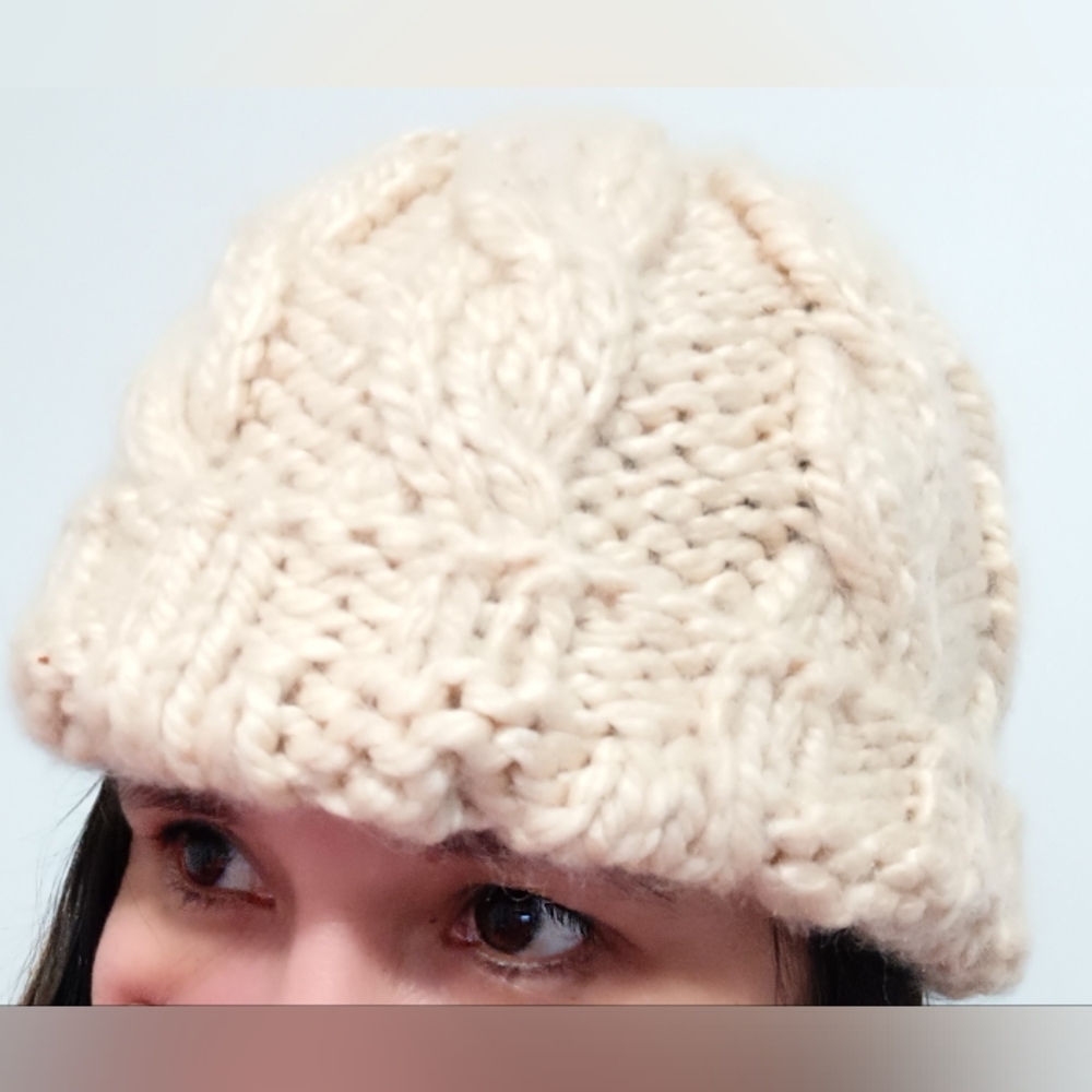 Cozy Cream Hand Knitted Beanie